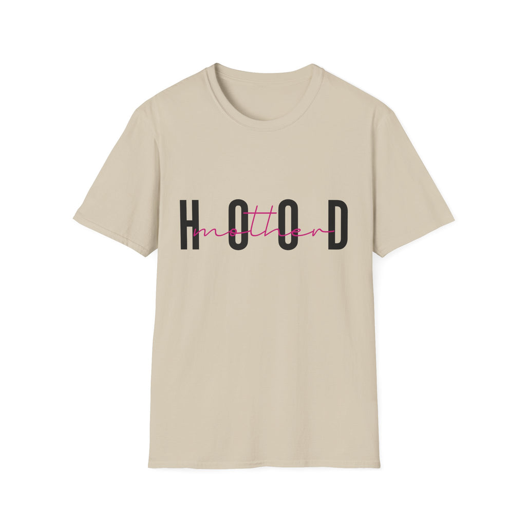 Hood Mum T-Shirt — Trendy 'HOOD' Script Graphic Tee for Mums