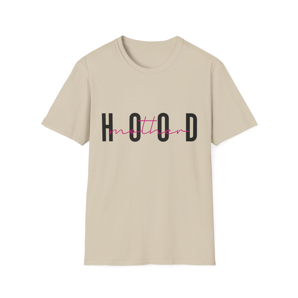 Hood Mum T-Shirt — Trendy 'HOOD' Script Graphic Tee for Mums