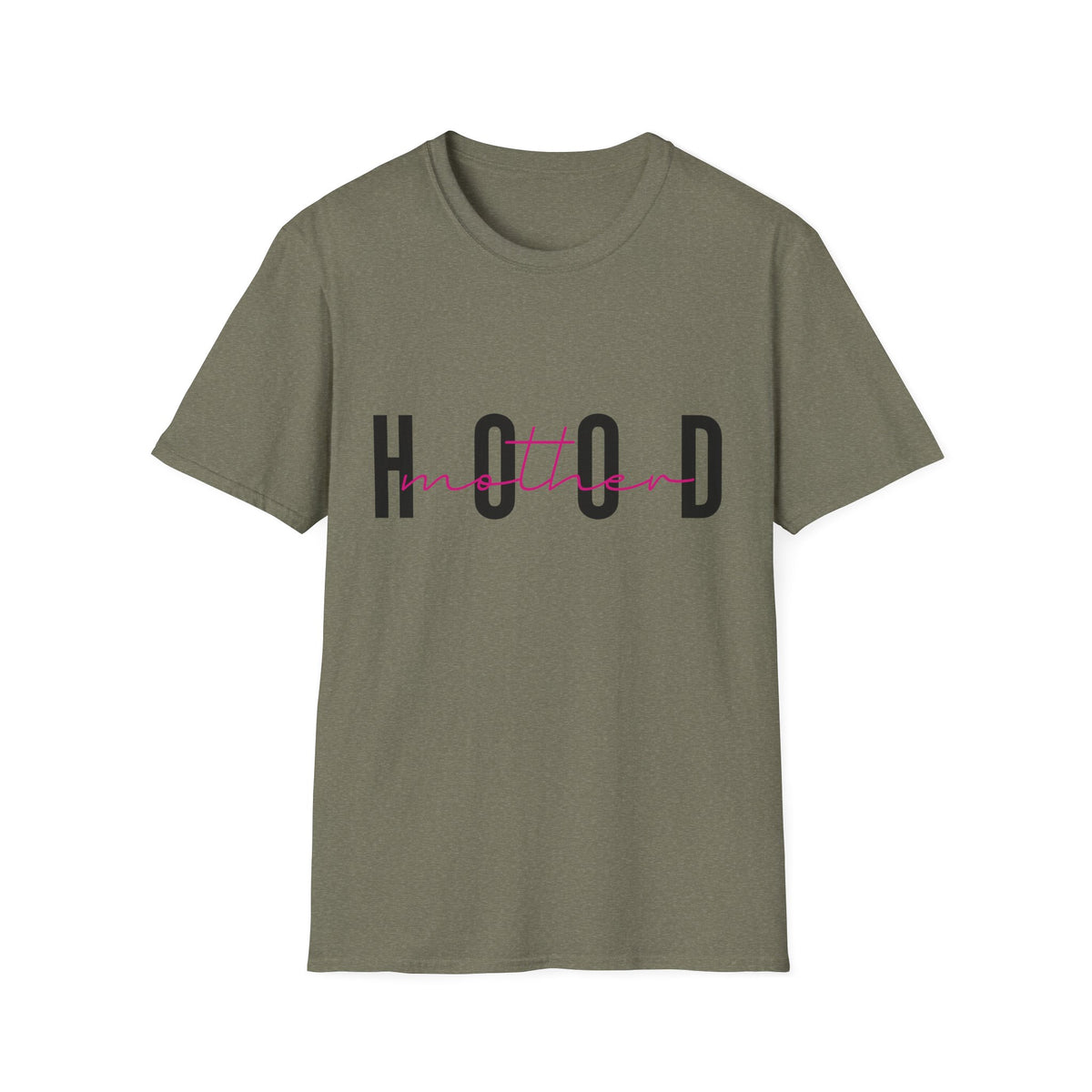 Hood Mum T-Shirt — Trendy 'HOOD' Script Graphic Tee for Mums