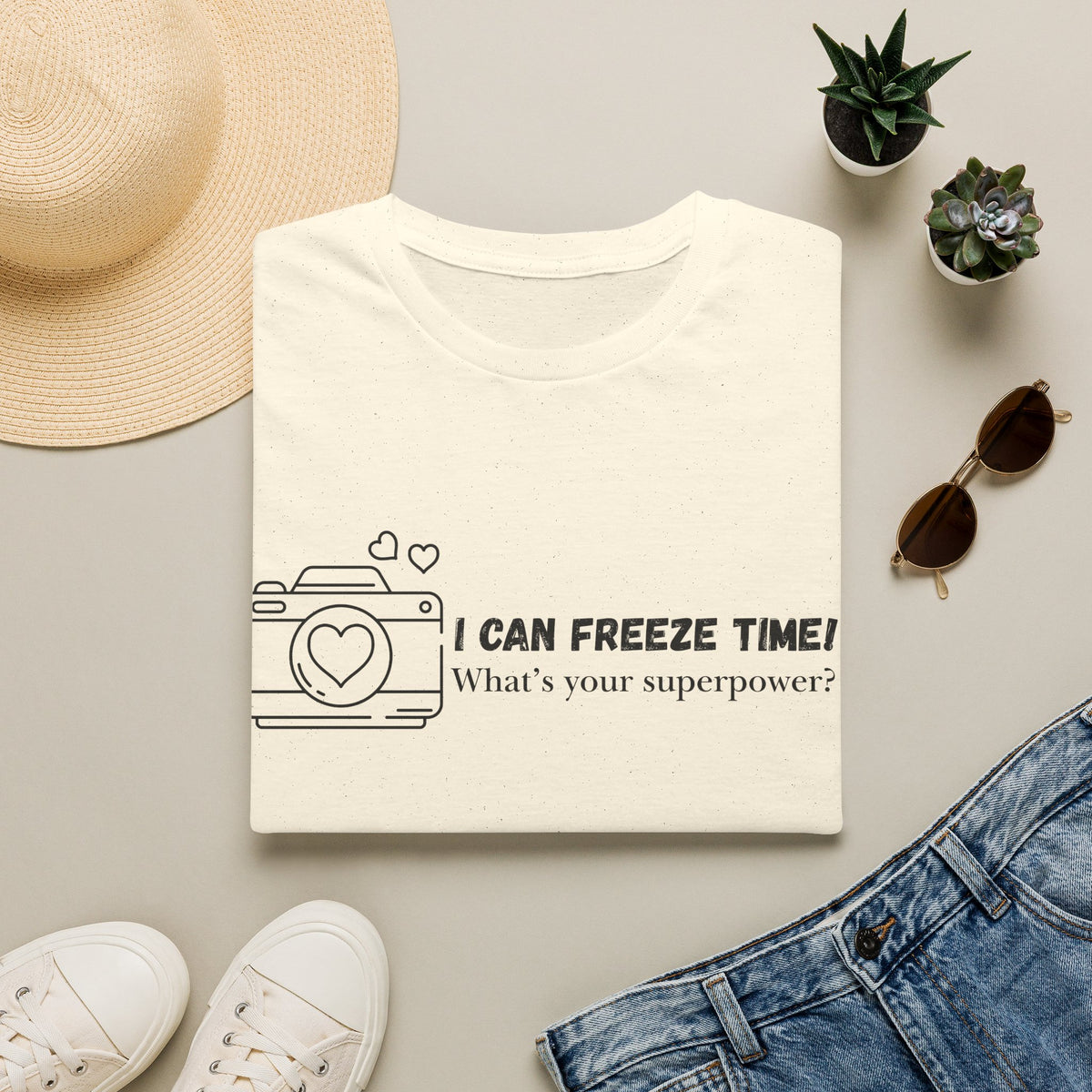 I Can Freeze Time Camera T-Shirt — "What's Your Superpower?"