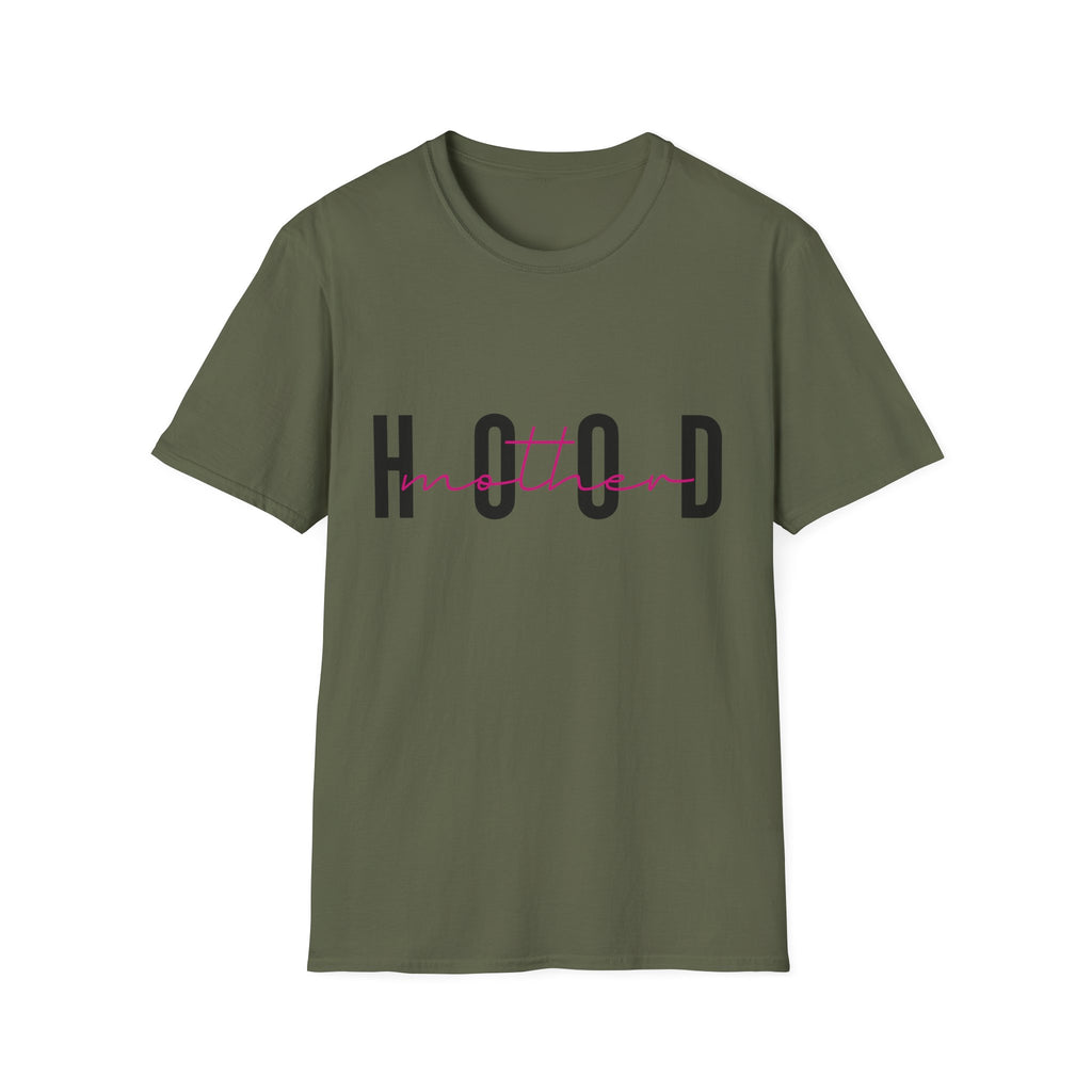 Hood Mum T-Shirt — Trendy 'HOOD' Script Graphic Tee for Mums