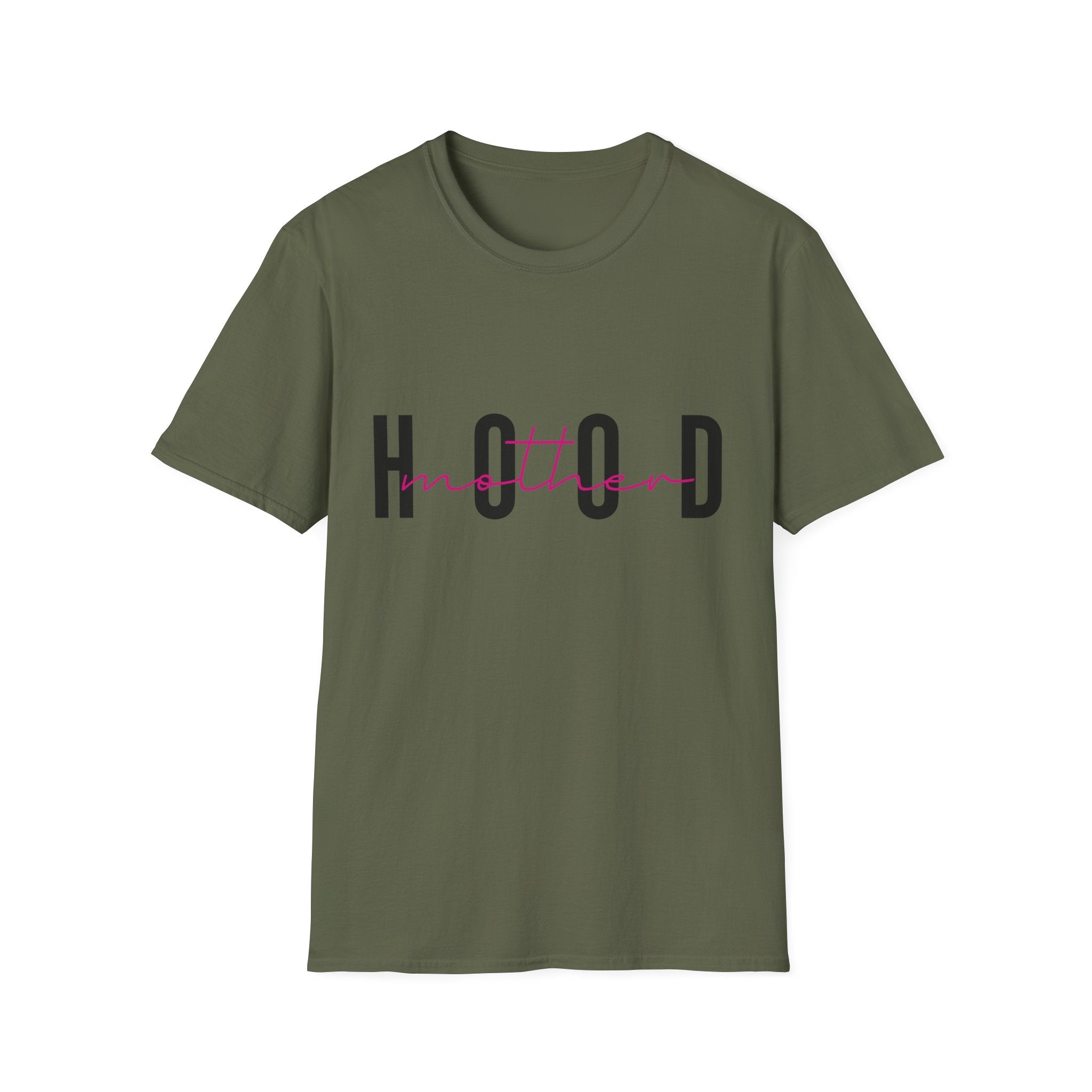 Hood Mum T-Shirt — Trendy 'HOOD' Script Graphic Tee for Mums