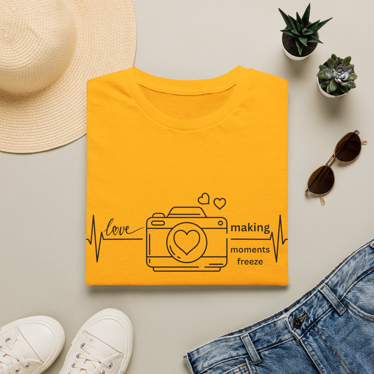 Photography Lover T-Shirt — “Love Making Moments Freeze” Camera Graphic Tee