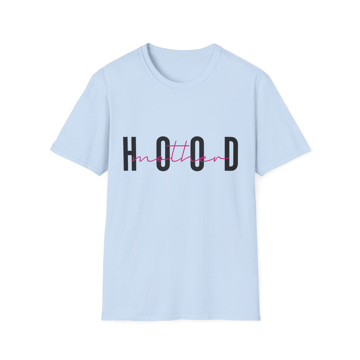Hood Mum T-Shirt — Trendy 'HOOD' Script Graphic Tee for Mums
