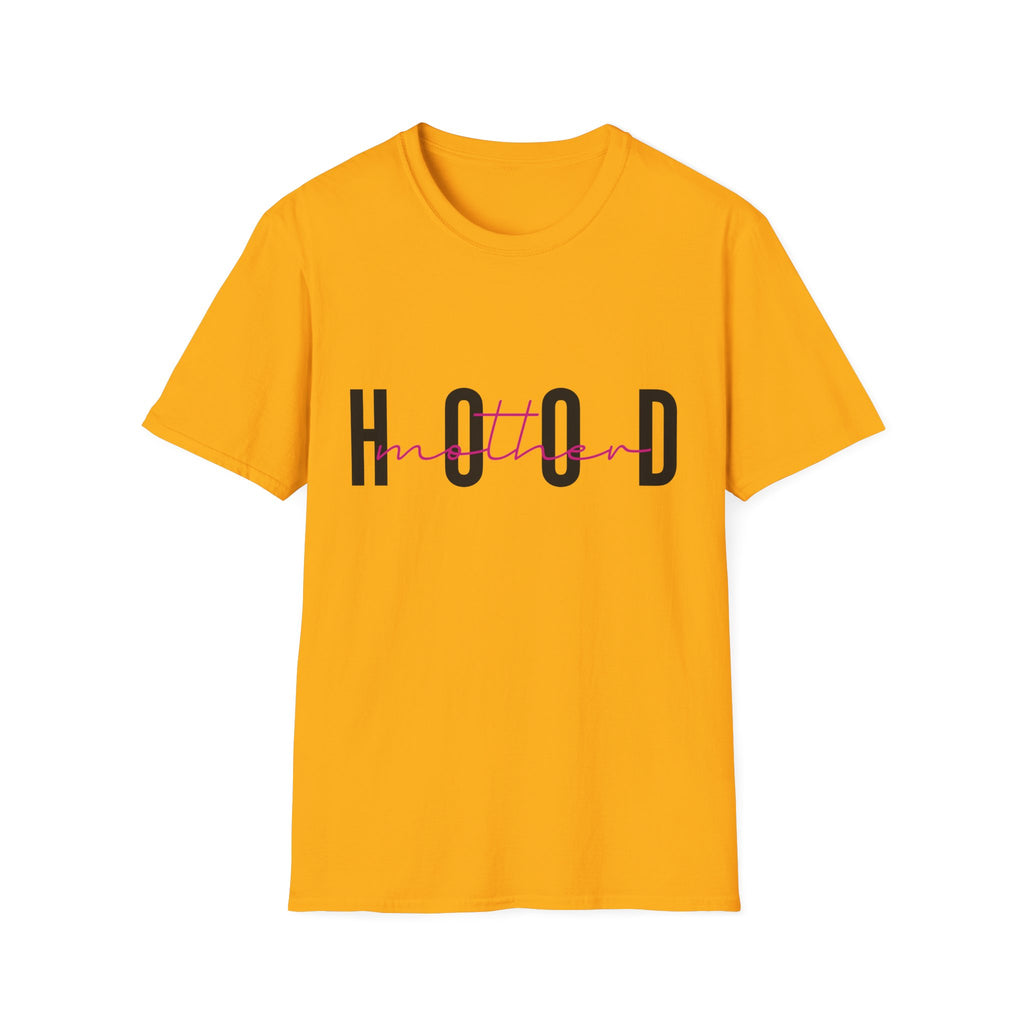 Hood Mum T-Shirt — Trendy 'HOOD' Script Graphic Tee for Mums