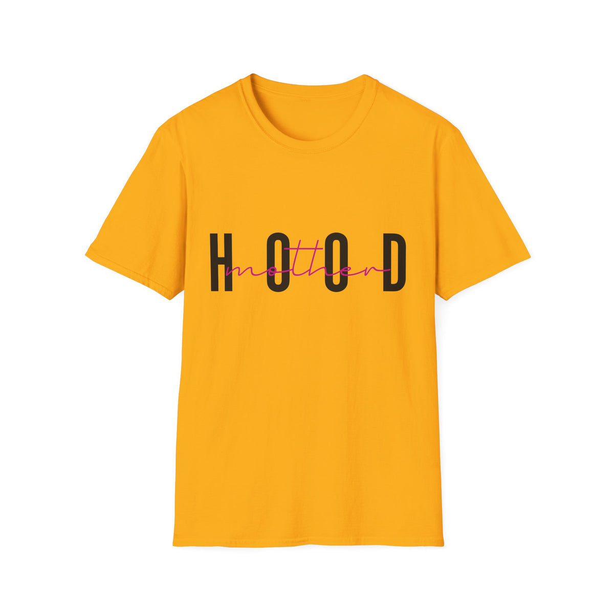 Hood Mum T-Shirt — Trendy 'HOOD' Script Graphic Tee for Mums