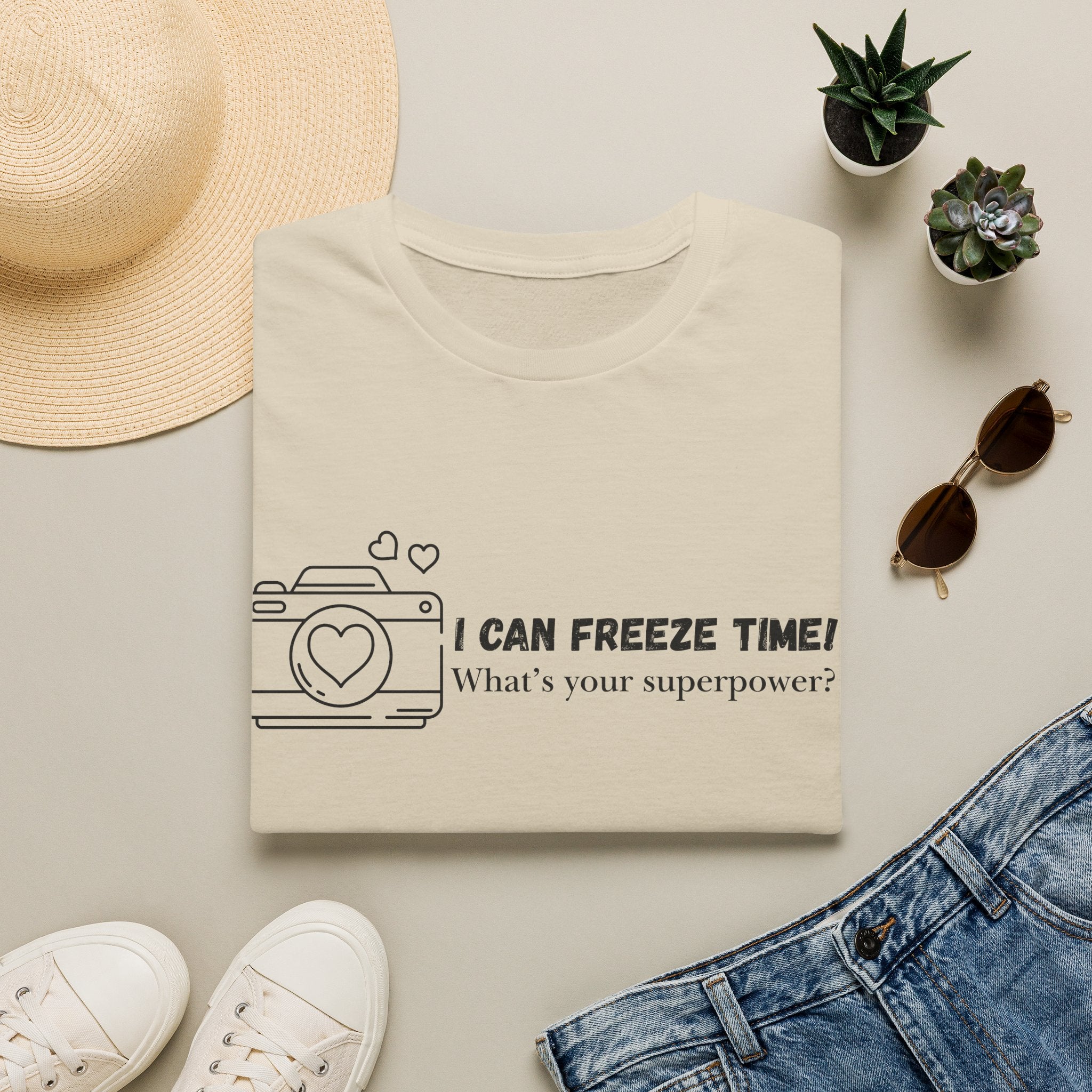 I Can Freeze Time Camera T-Shirt — "What's Your Superpower?"