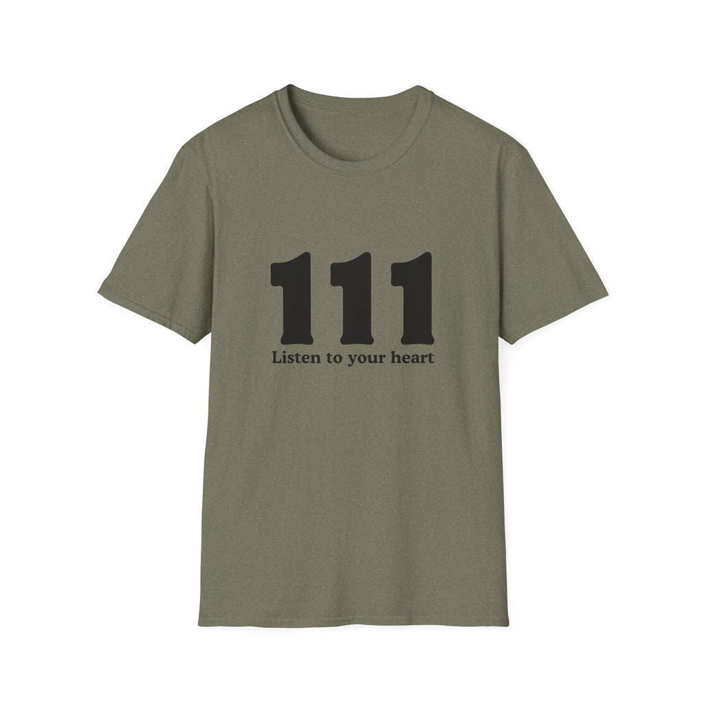111 Listen to Your Heart T‑Shirt — Angel Number 111 Spiritual Tee