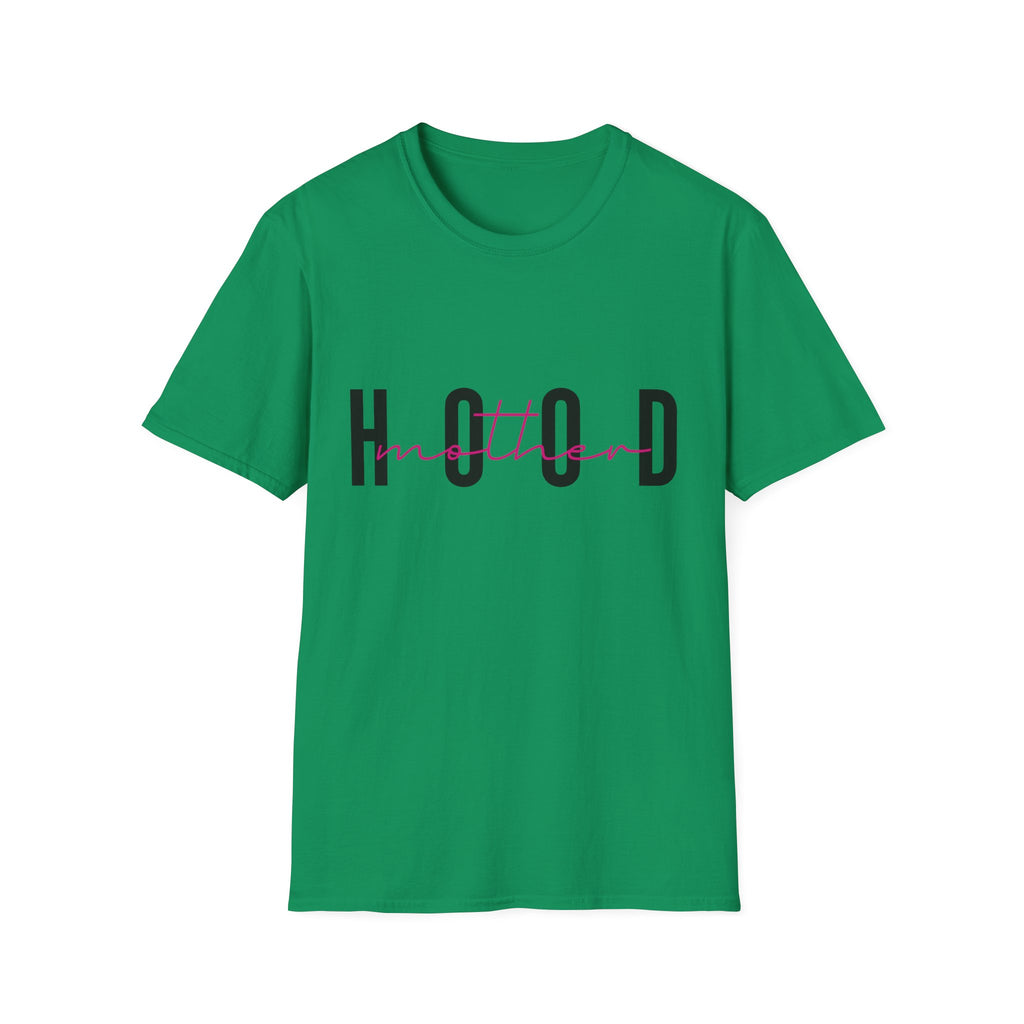 Hood Mum T-Shirt — Trendy 'HOOD' Script Graphic Tee for Mums