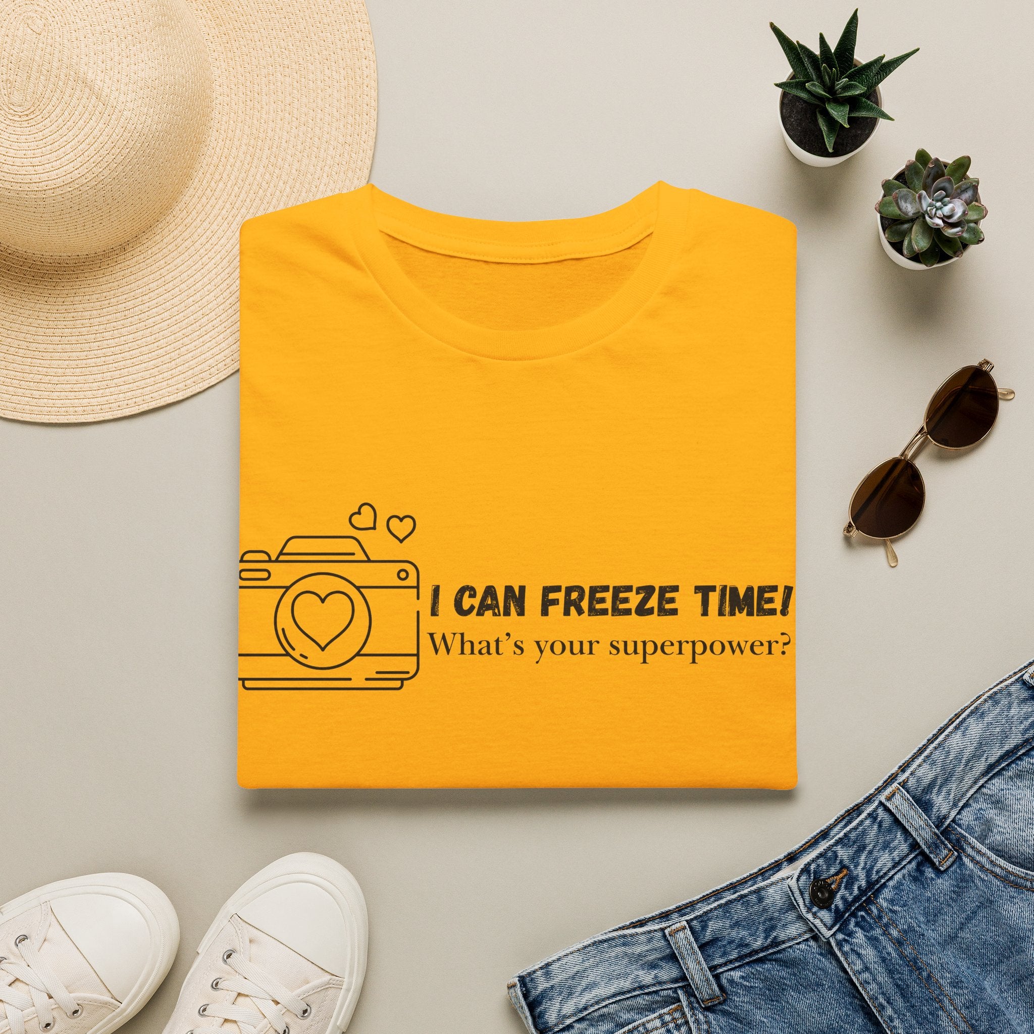 I Can Freeze Time Camera T-Shirt — "What's Your Superpower?"