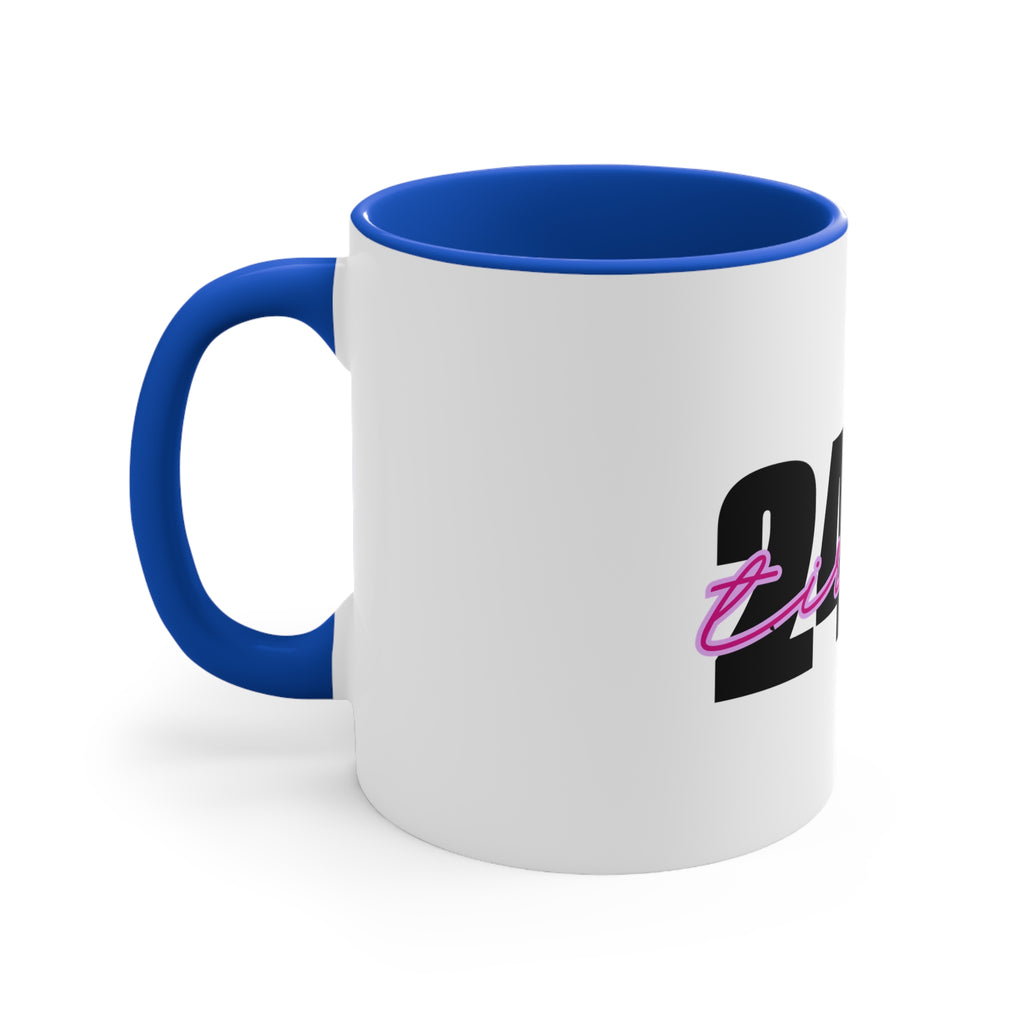 24/7 Tired Coffee Mug — Retro Script Accent 11oz