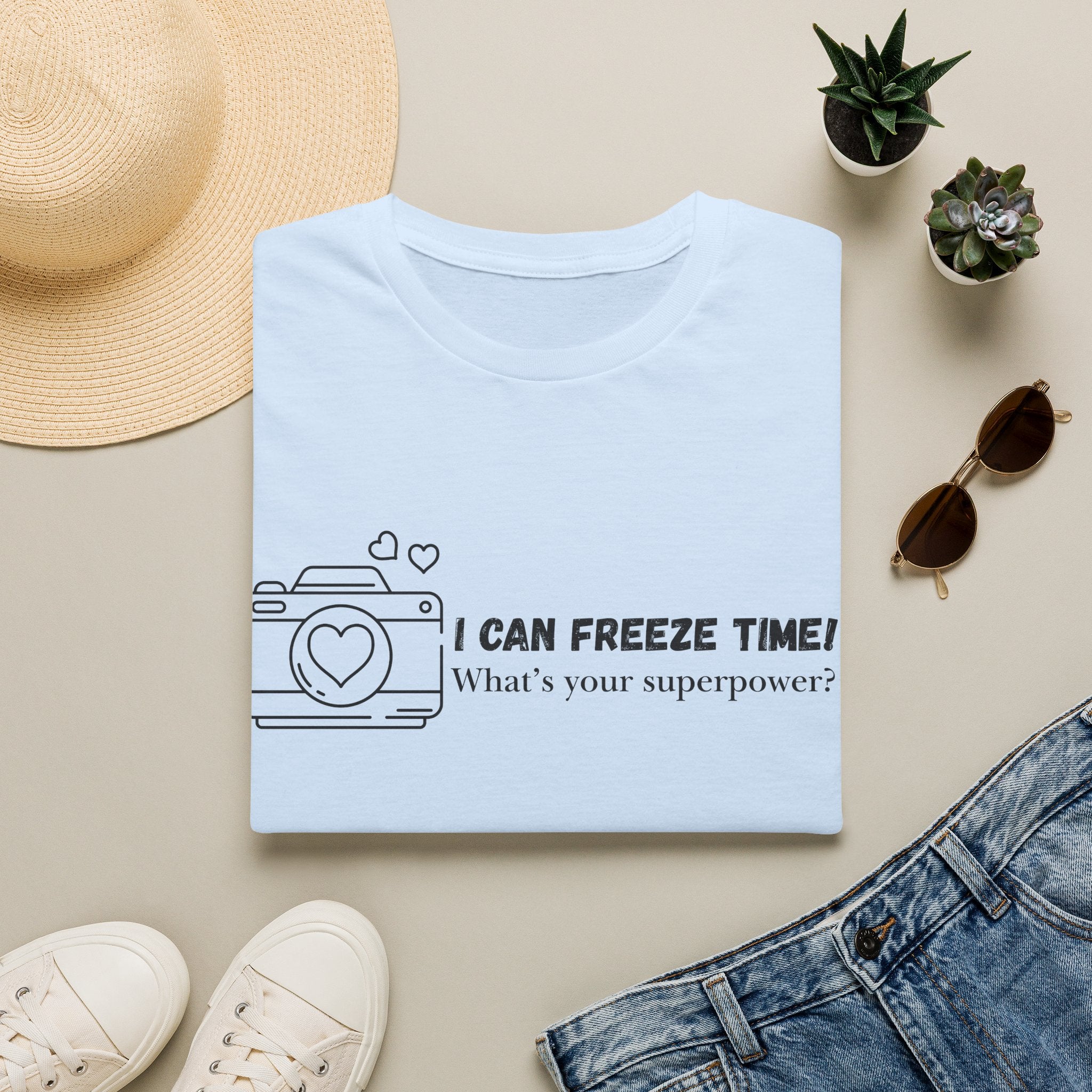 I Can Freeze Time Camera T-Shirt — "What's Your Superpower?"