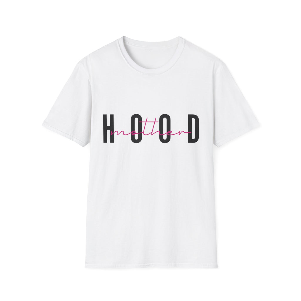 Hood Mum T-Shirt — Trendy 'HOOD' Script Graphic Tee for Mums