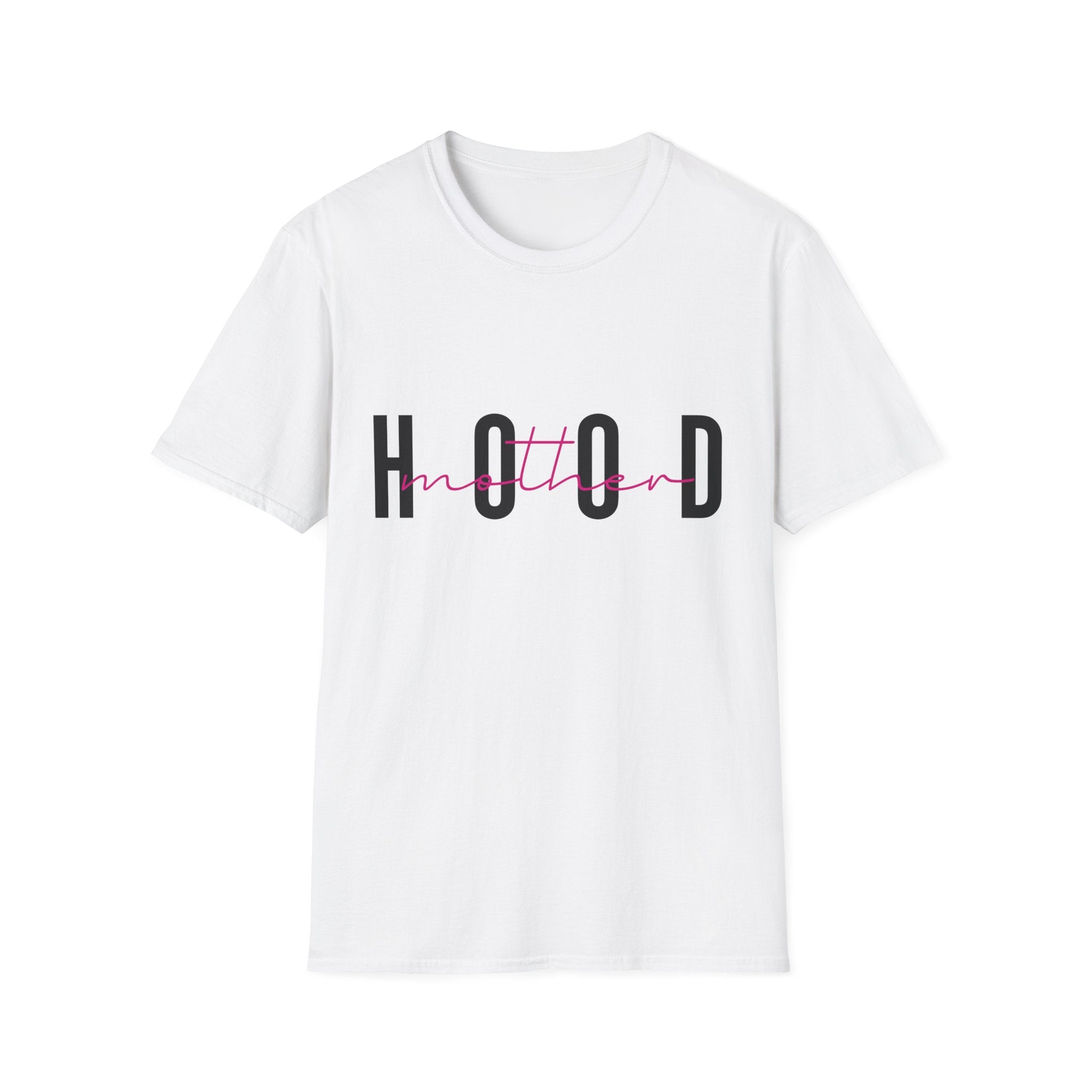 Hood Mum T-Shirt — Trendy 'HOOD' Script Graphic Tee for Mums