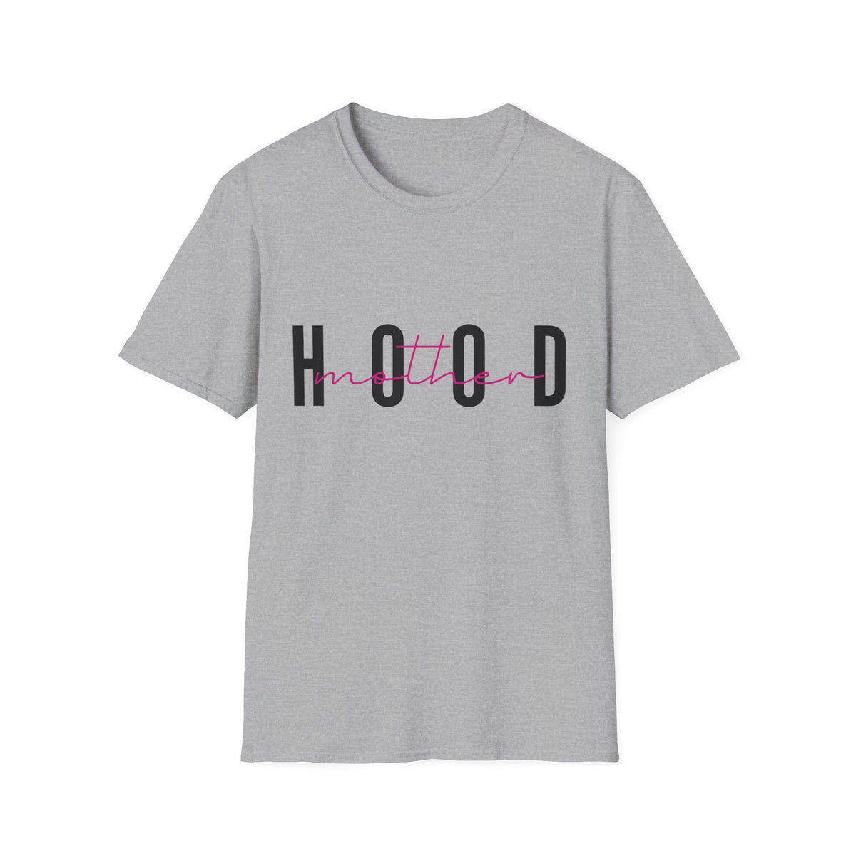 Hood Mum T-Shirt — Trendy 'HOOD' Script Graphic Tee for Mums