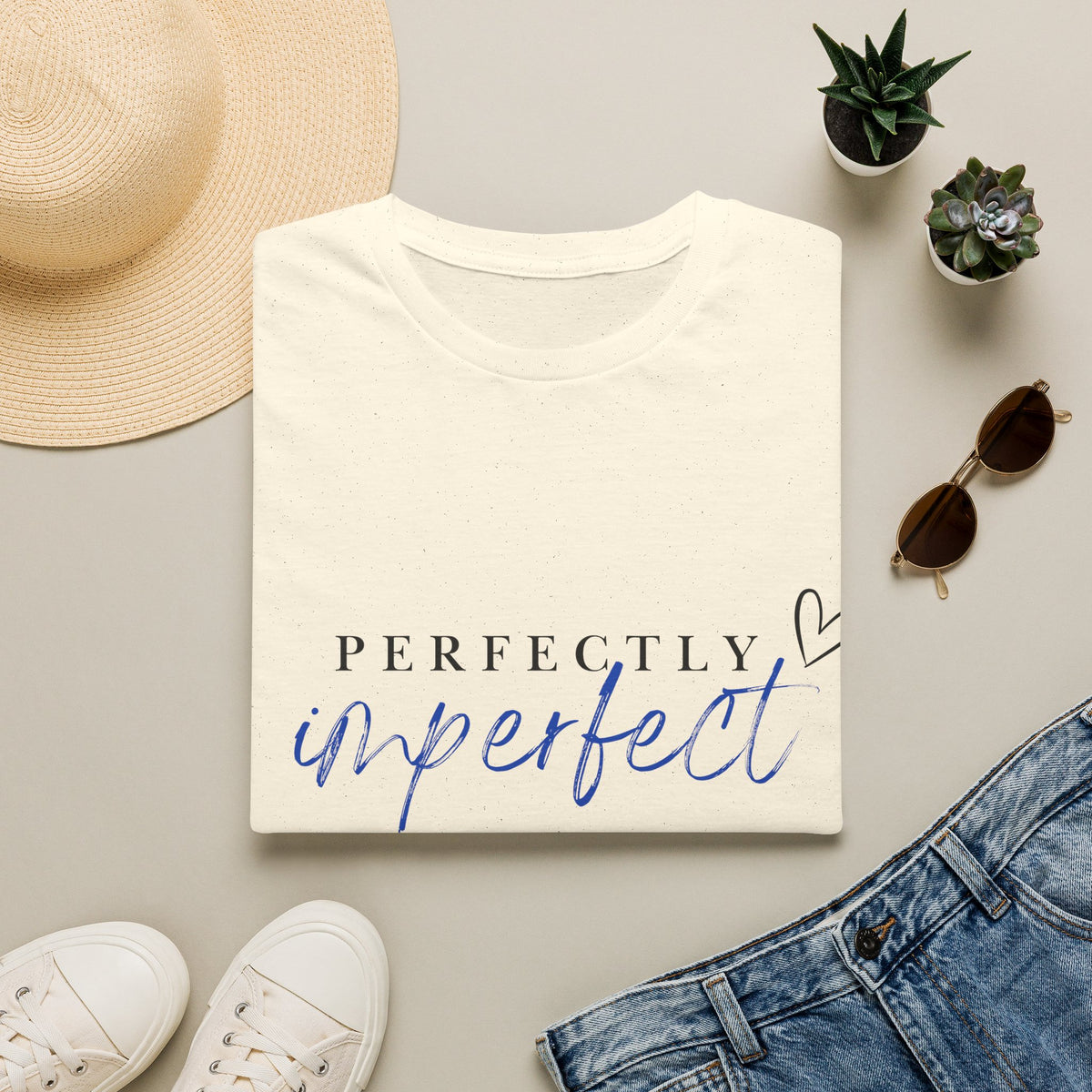 Perfectly Imperfect T‑Shirt — Inspirational Script Tee with Heart