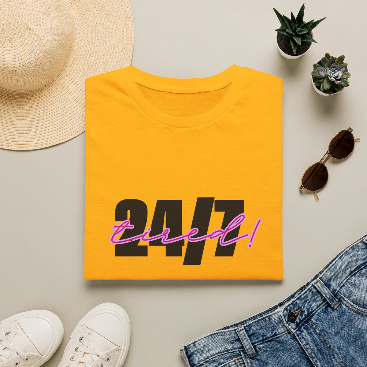 T-Shirt — "24/7 Tired" Graphic Tee