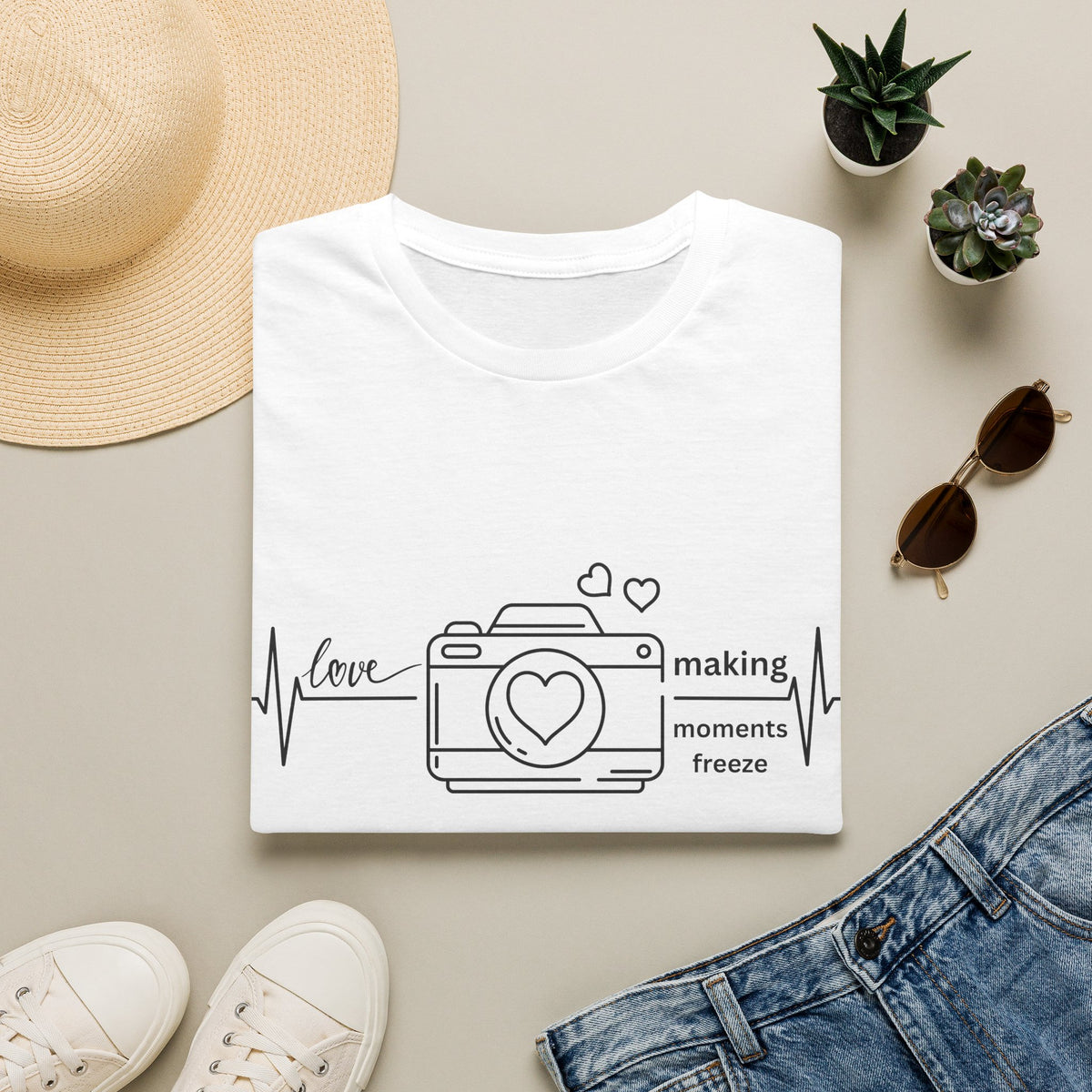 Photography Lover T-Shirt — “Love Making Moments Freeze” Camera Graphic Tee