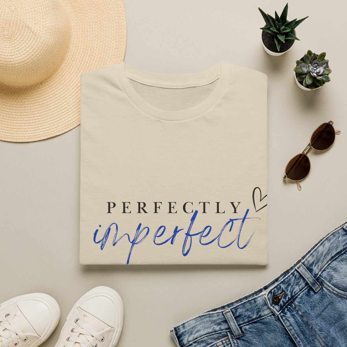 Perfectly Imperfect T‑Shirt — Inspirational Script Tee with Heart
