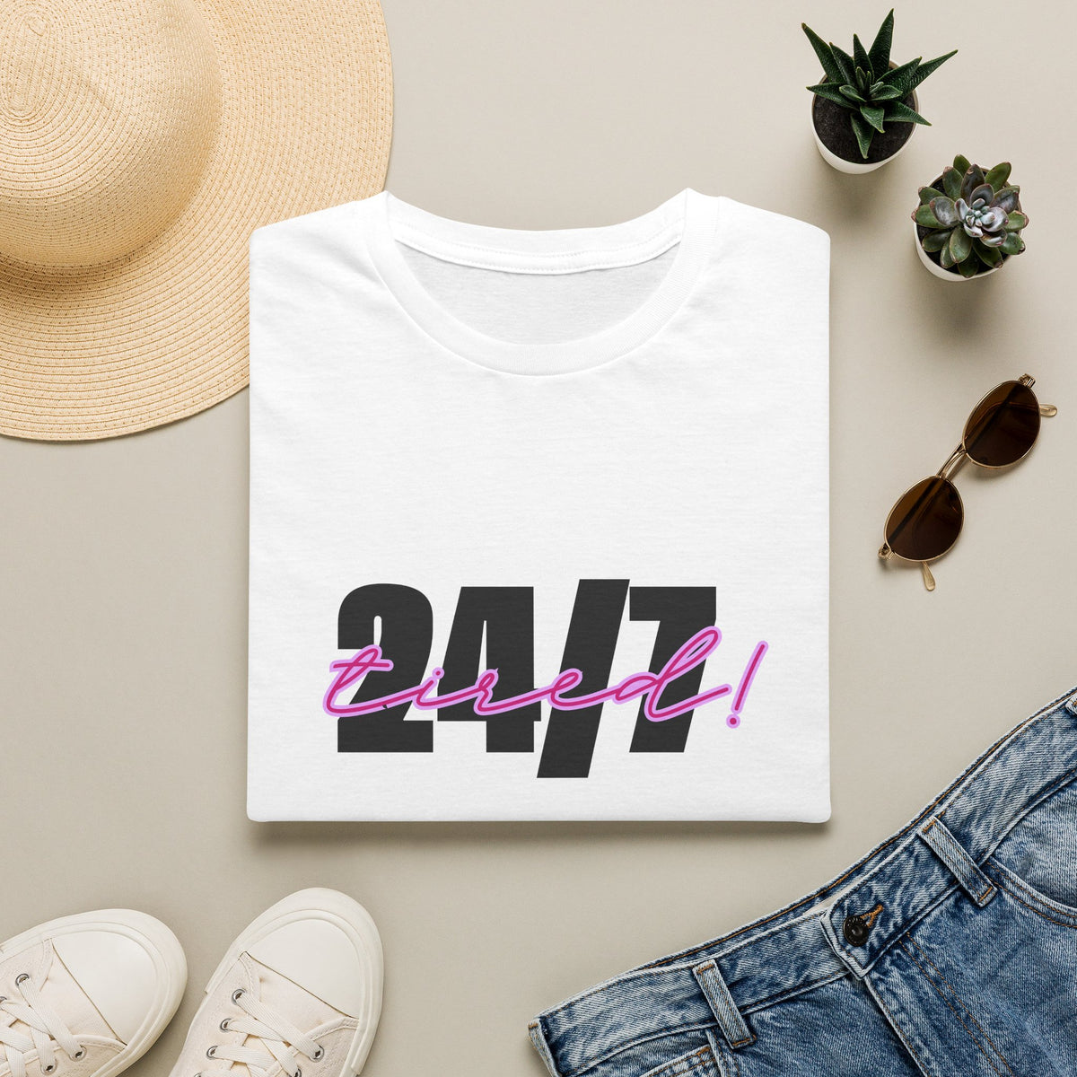 T-Shirt — "24/7 Tired" Graphic Tee