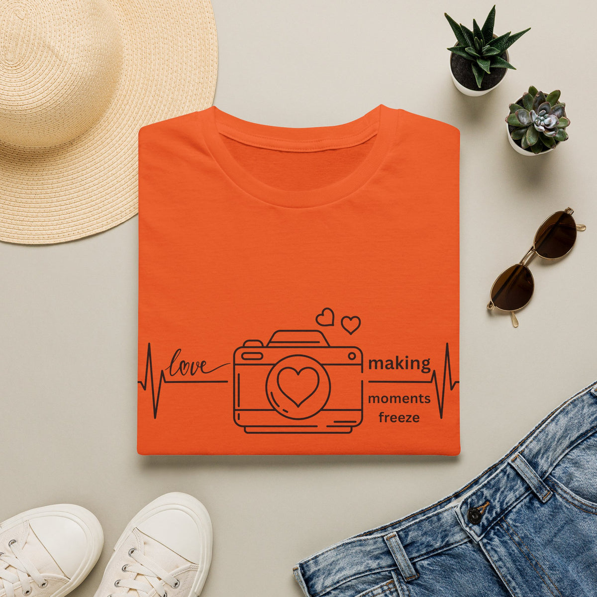 Photography Lover T-Shirt — “Love Making Moments Freeze” Camera Graphic Tee