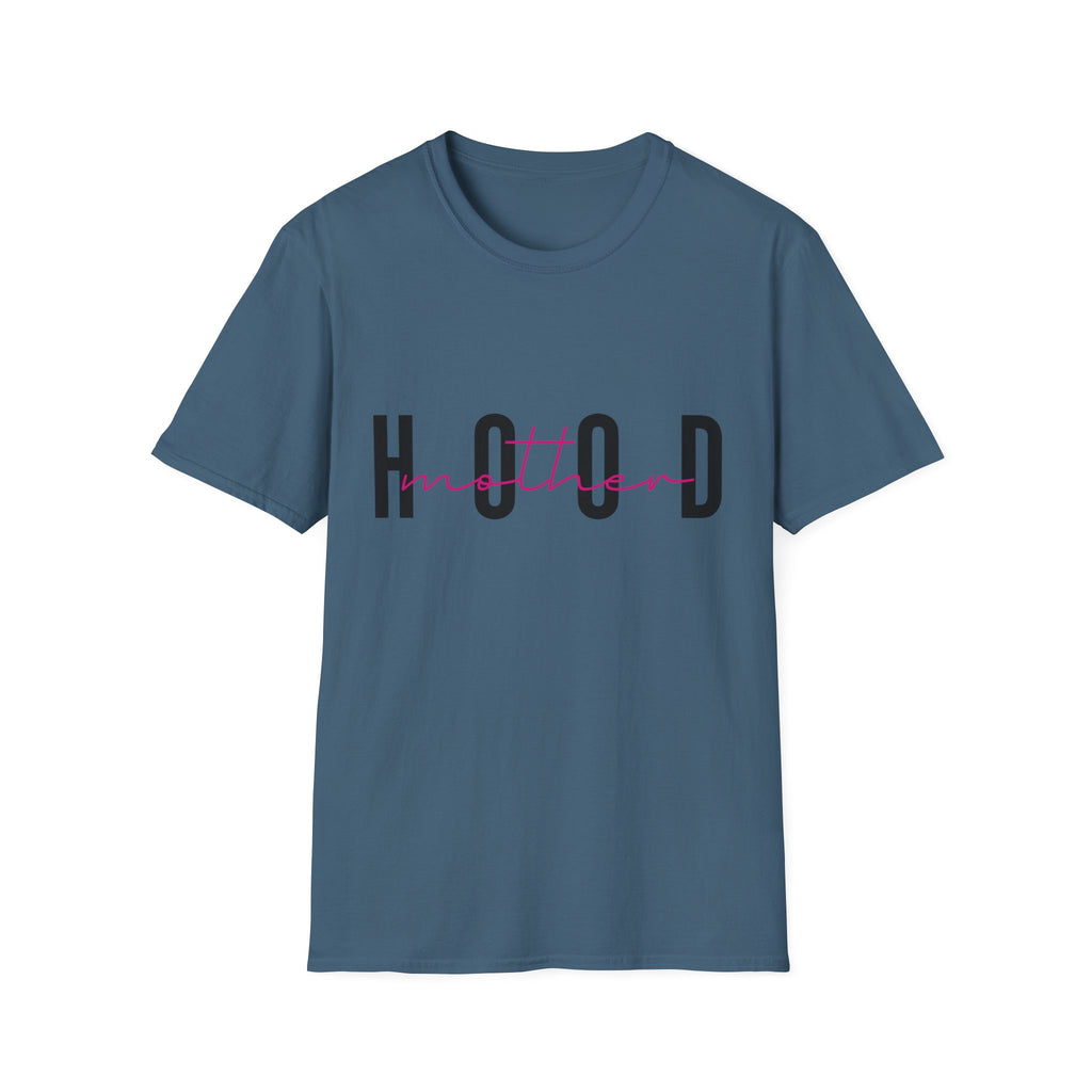 Hood Mum T-Shirt — Trendy 'HOOD' Script Graphic Tee for Mums