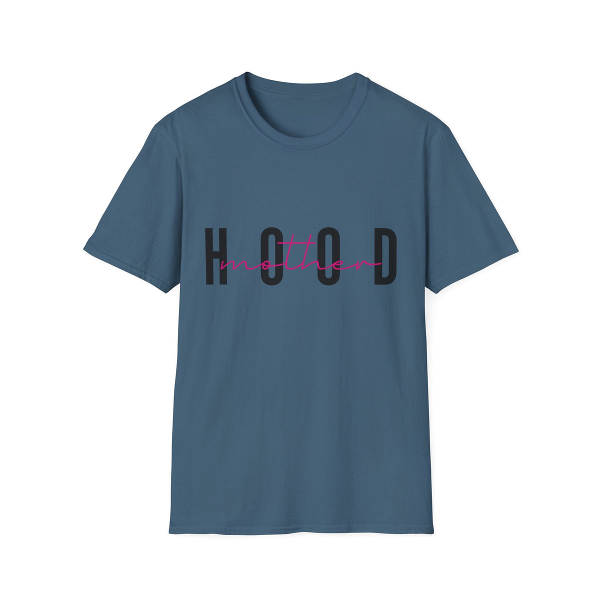 Hood Mum T-Shirt — Trendy 'HOOD' Script Graphic Tee for Mums