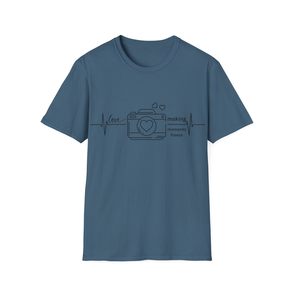 Photography Lover T-Shirt — “Love Making Moments Freeze” Camera Graphic Tee