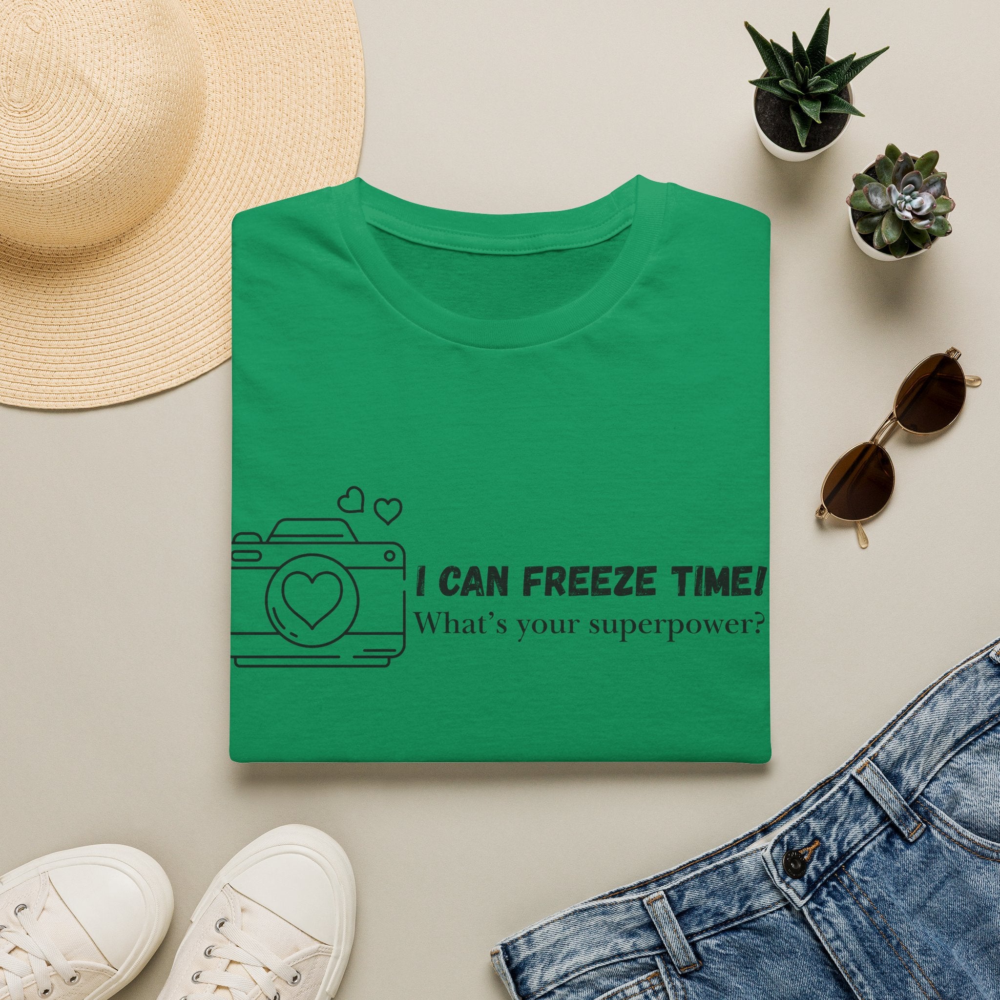 I Can Freeze Time Camera T-Shirt — "What's Your Superpower?"