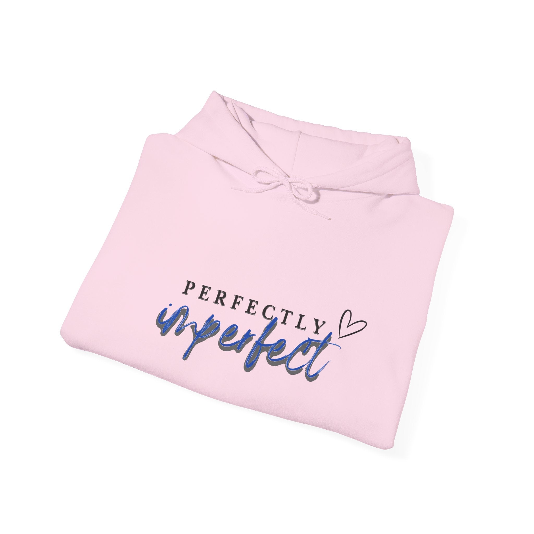 Perfectly Imperfect Hoodie — Inspirational Script Pullover with Heart