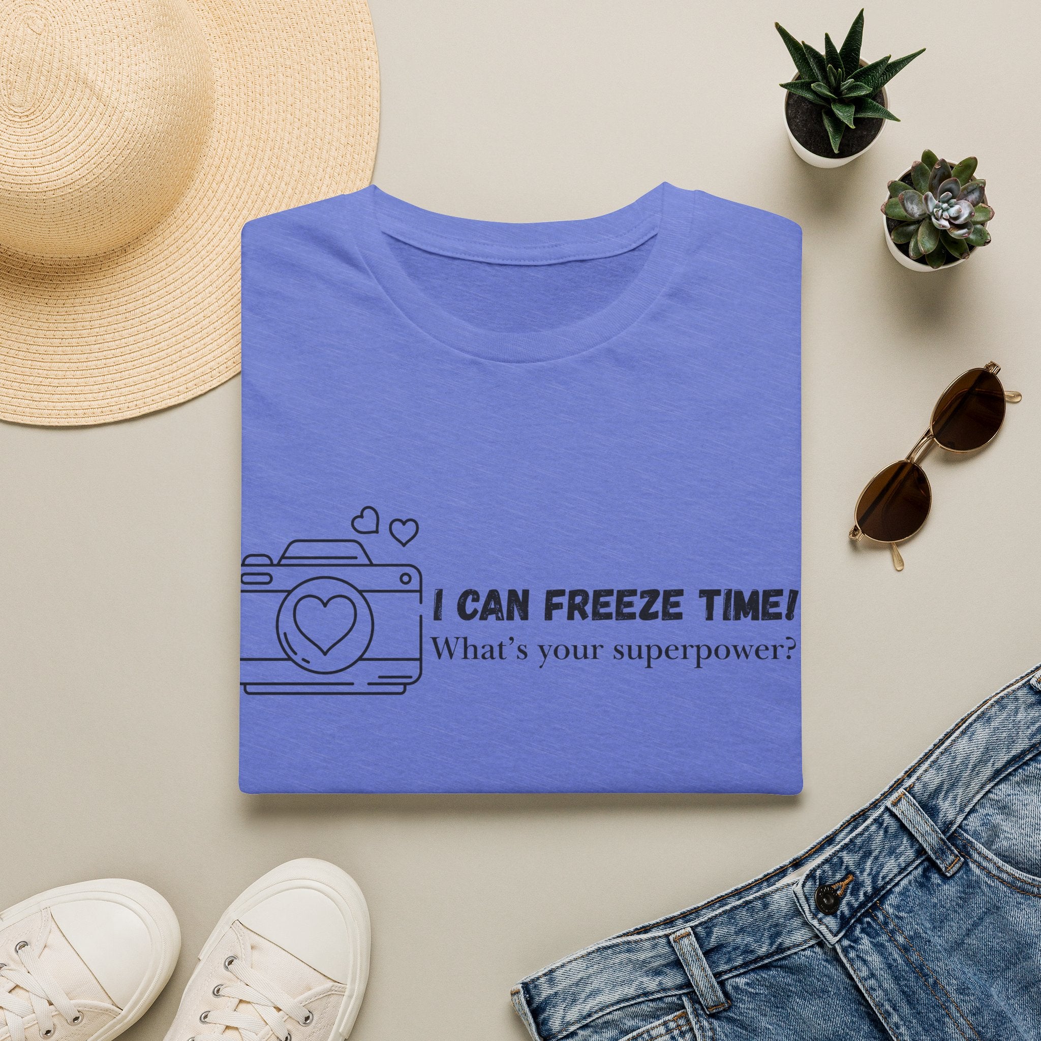 I Can Freeze Time Camera T-Shirt — "What's Your Superpower?"