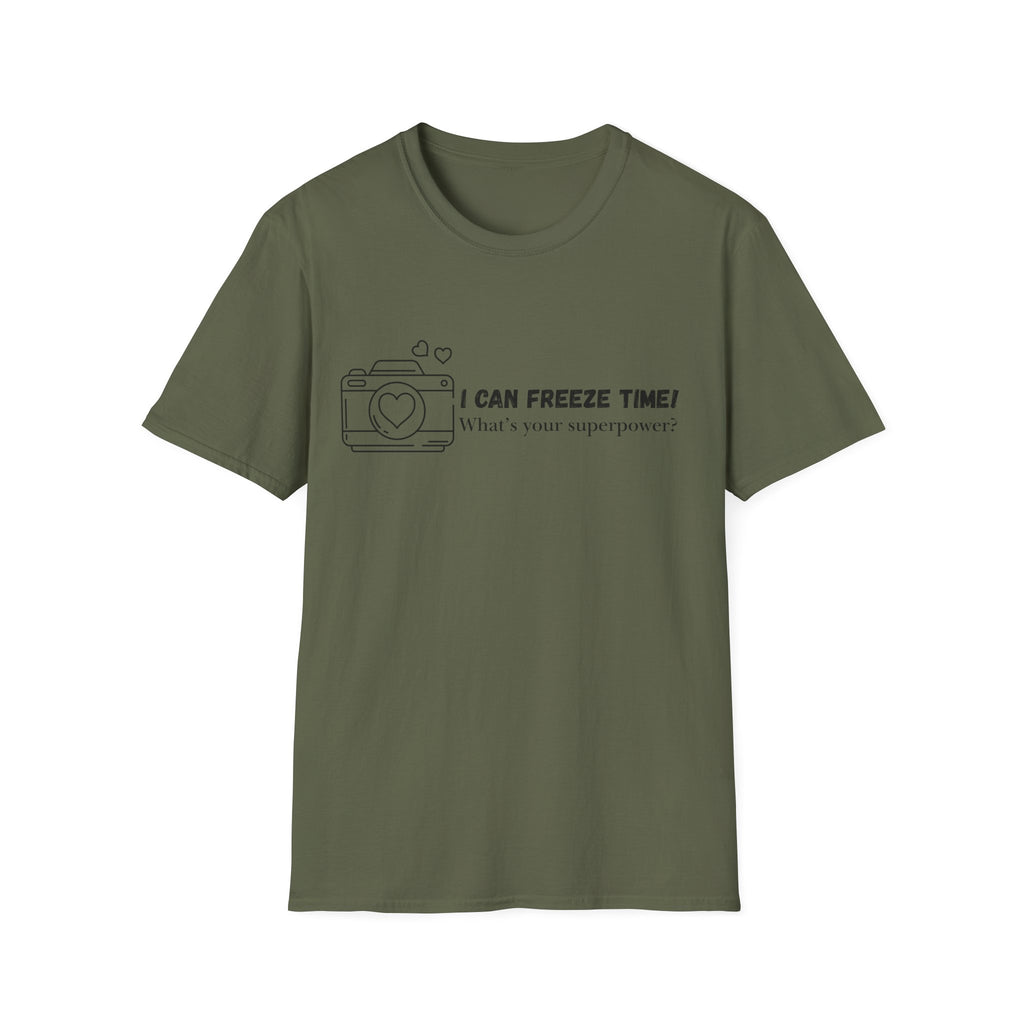 I Can Freeze Time Camera T-Shirt — "What's Your Superpower?"