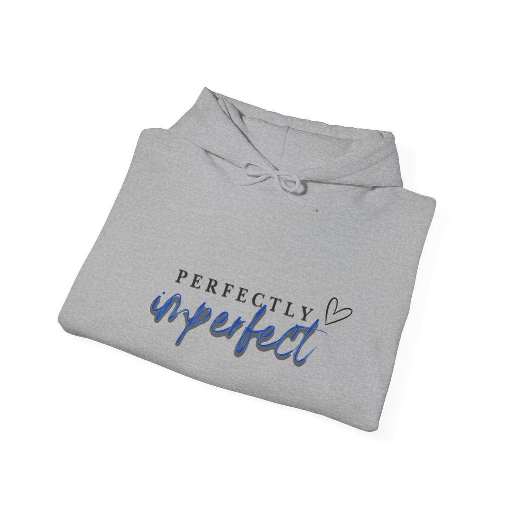 Perfectly Imperfect Hoodie — Inspirational Script Pullover with Heart