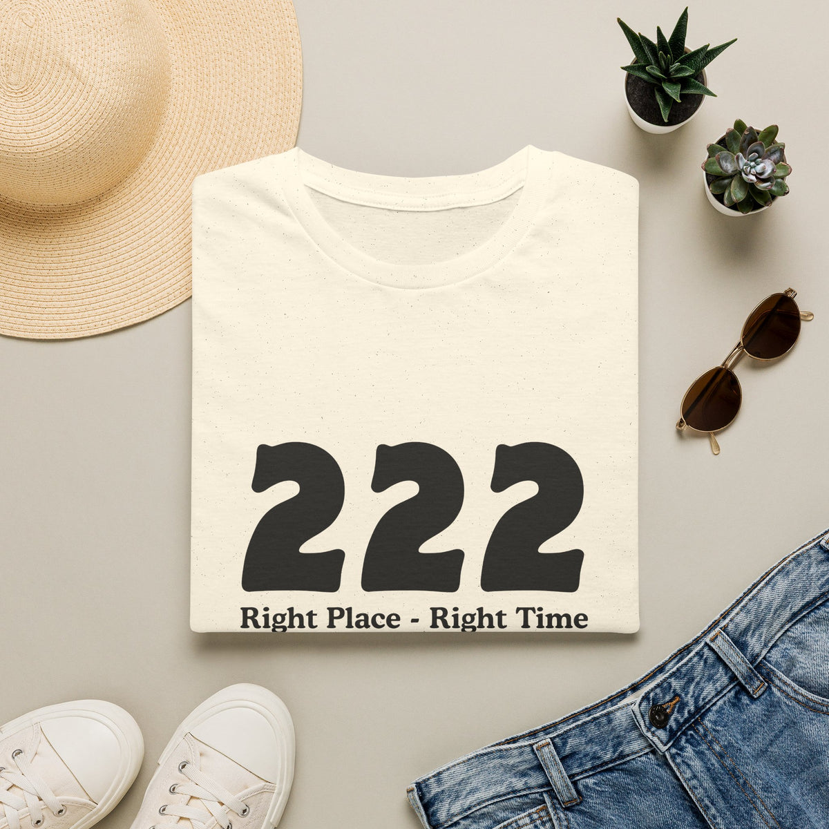 222 Right Place Right Time T-Shirt — Angel Number 222 Spiritual Tee