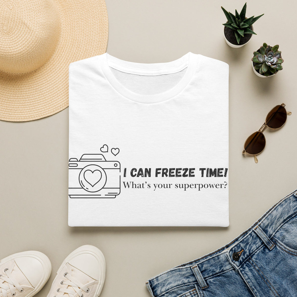 I Can Freeze Time Camera T-Shirt — "What's Your Superpower?"