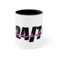 24/7 Tired Coffee Mug — Retro Script Accent 11oz